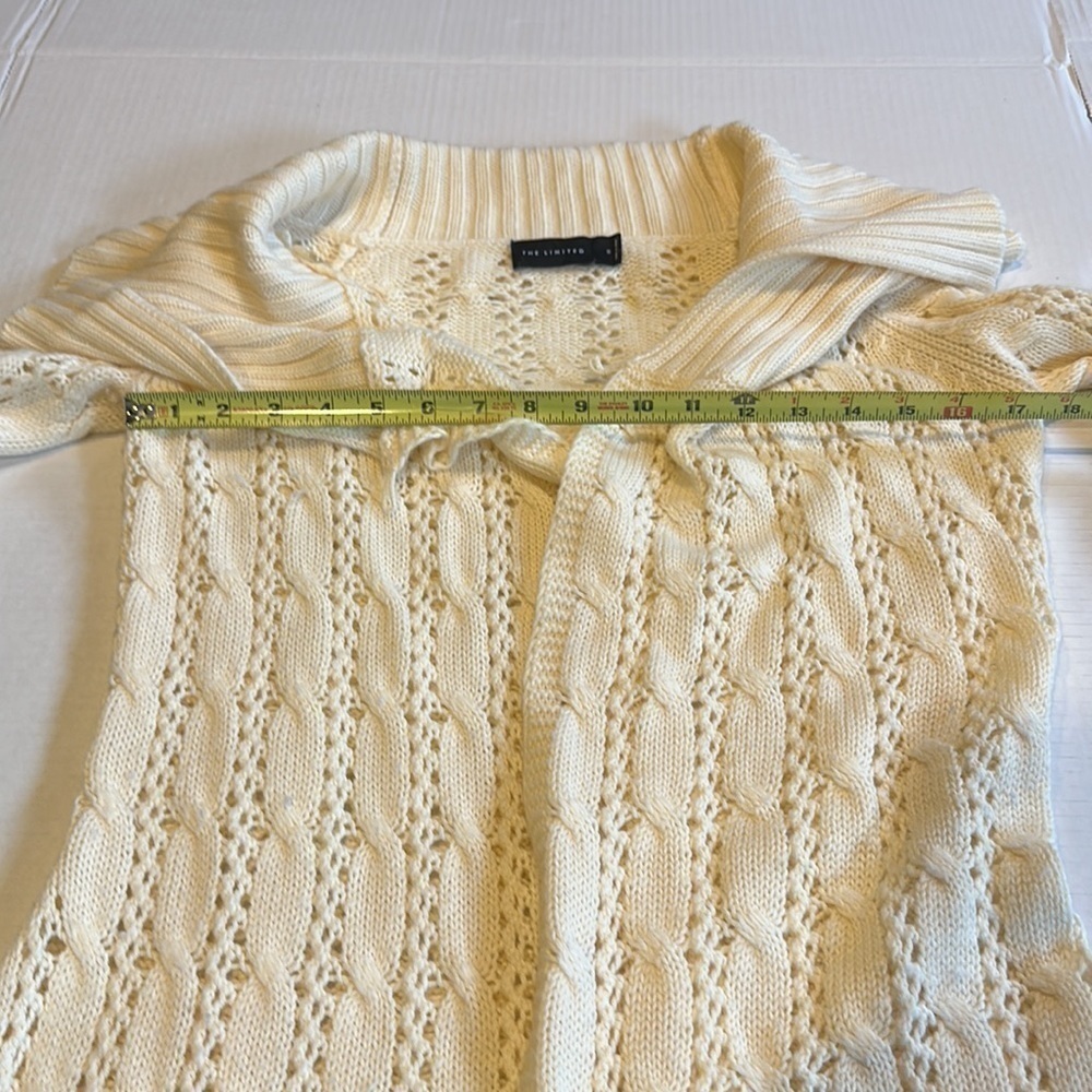 The Limited open front vanilla sweater cuff sleeves Anita wool acrylic small - Picture 6 of 10